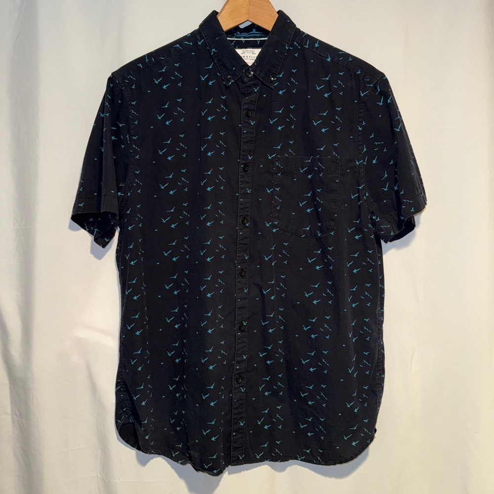 Denim & Flower Men’s Size L Bird Printed Button Down Shirt